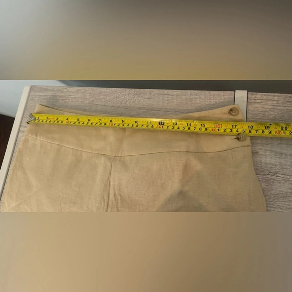 Lauren Ralph Lauren Khaki 100% Linen Wide Leg Pants Side Zip Lagenlook NWT 12 - Picture 5 of 10